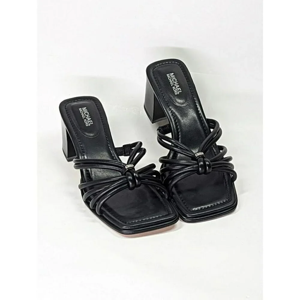 Michael Kors Women's Astra Black Leather Strappy Sandals Size 6.5 (MSRP $145)